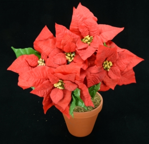 Red Micro-Peach Fabric Poinsettia Bush x5 (Lot of 1) SALE ITEM